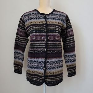 Chic Patterned Cardigan in Black and Brown